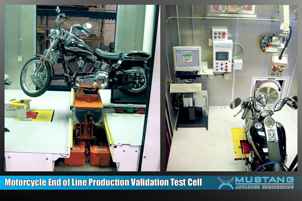 Motorcycle EOL production validation test cell - Mustang Advanced Engineering Dynamometers